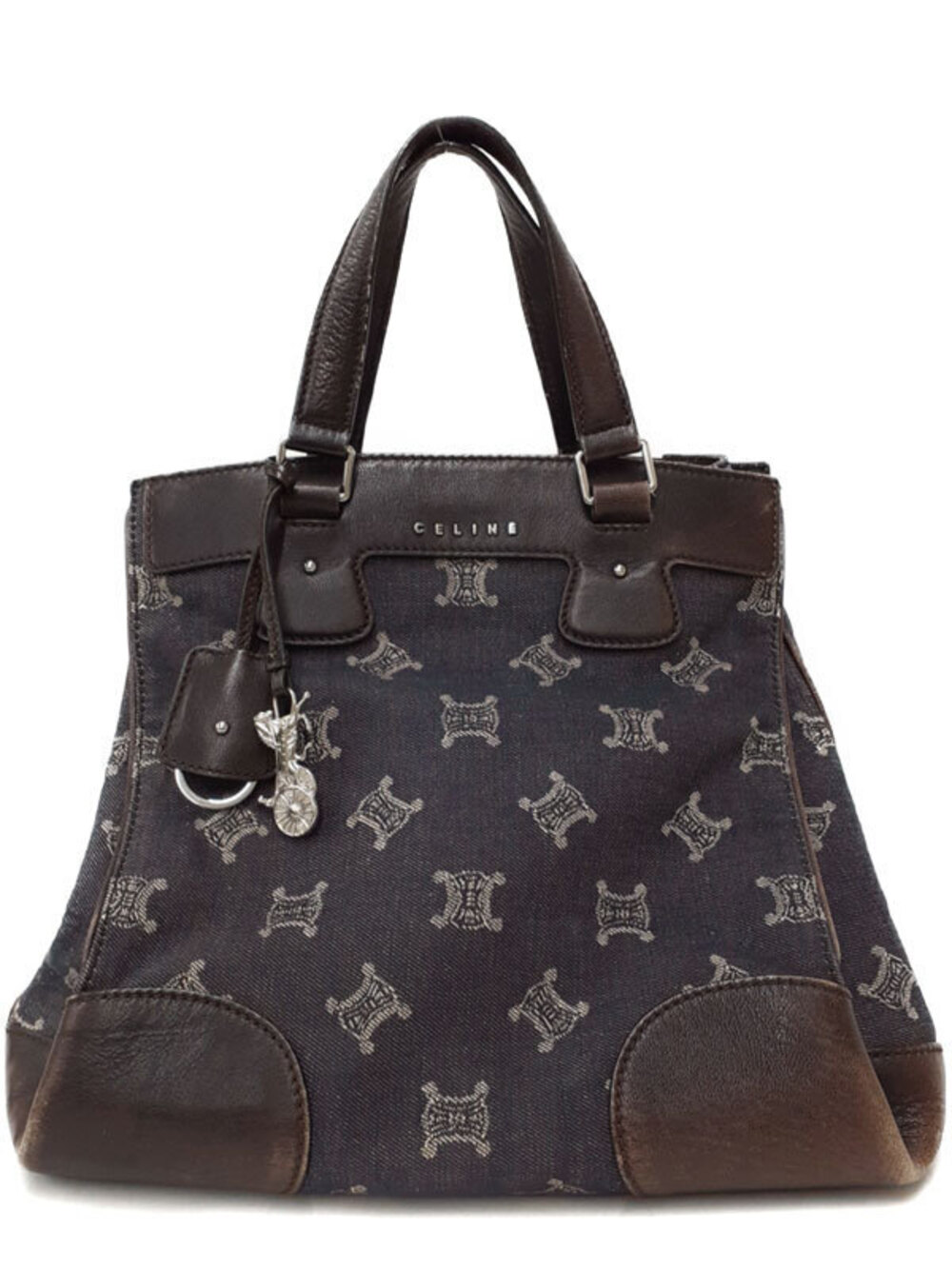 Celine Macadam Handbag leather brown dark